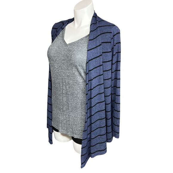 Rue21 Womens Cardigan Sweater Striped Open Drape Front Knit Stretch Blue Large - Picture 7 of 9